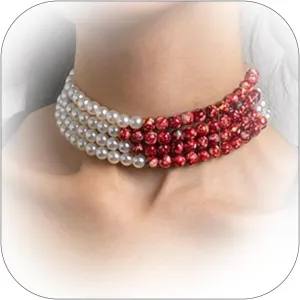 Blood Pearl Necklace for Women Dripping Blood Imitation Pearl Choker Neckalce Gothic Halloween Neckalce Layered Pearl Choker Necklace for Vampire Party Costume Accessories