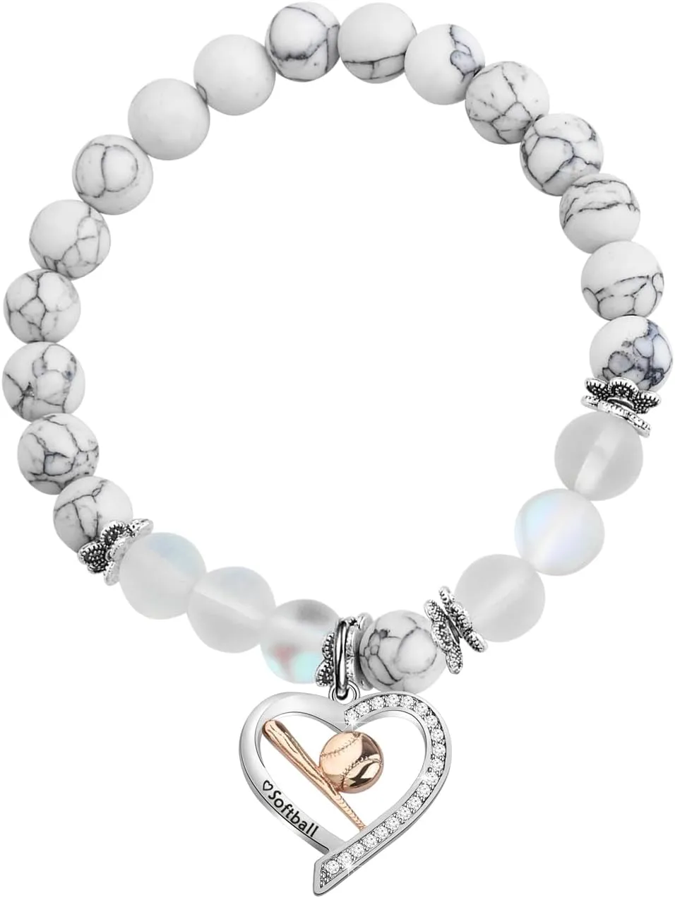 BNQL Girls Softball Necklace - Softball Charm Jewelry Gift for Players
