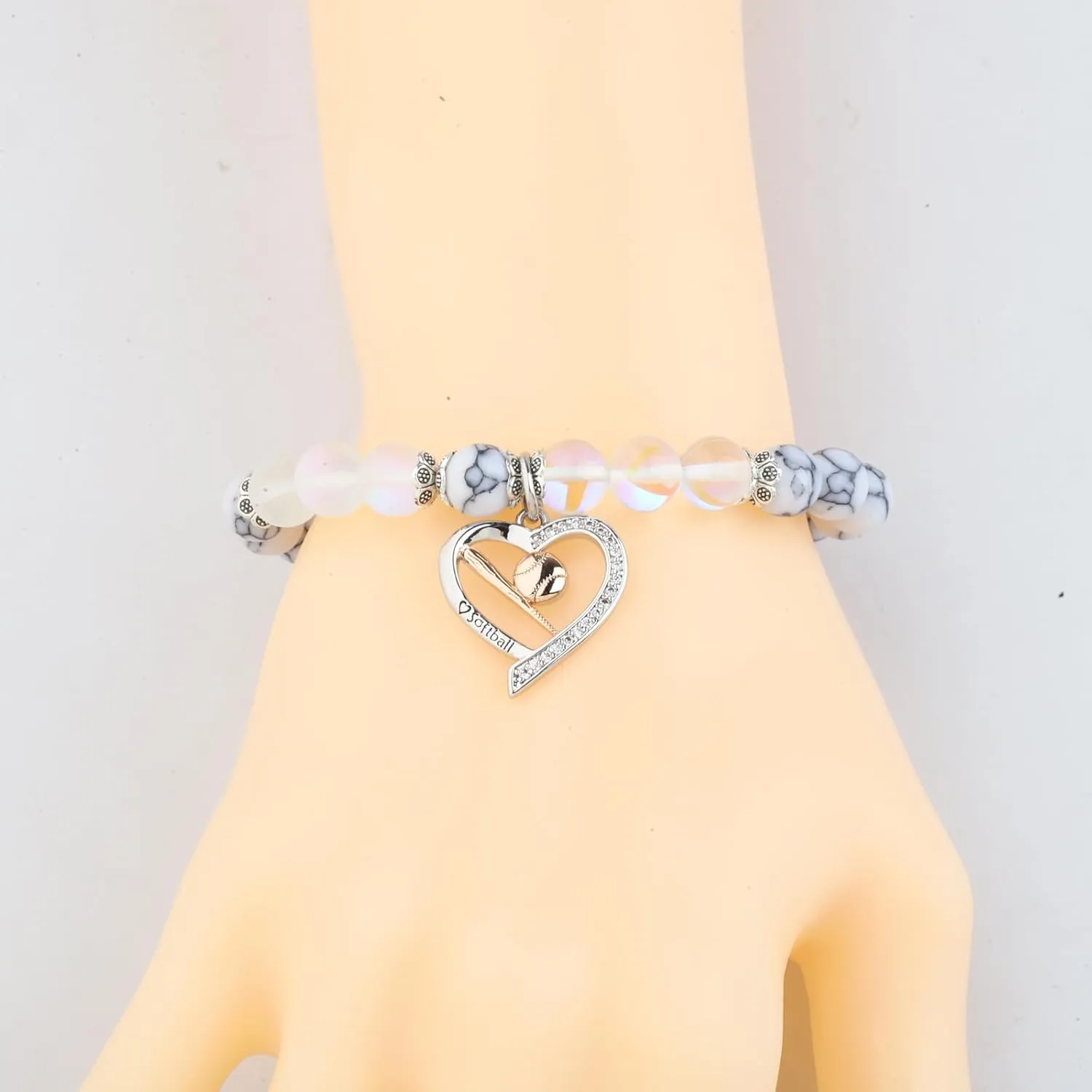 BNQL Girls Softball Necklace - Softball Charm Jewelry Gift for Players