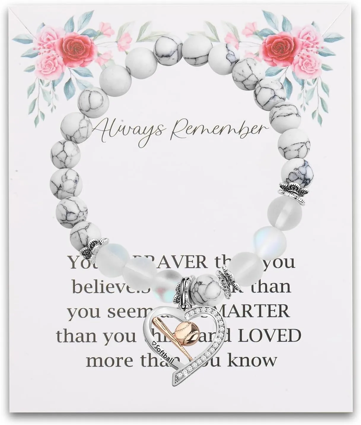 BNQL Girls Softball Necklace - Softball Charm Jewelry Gift for Players