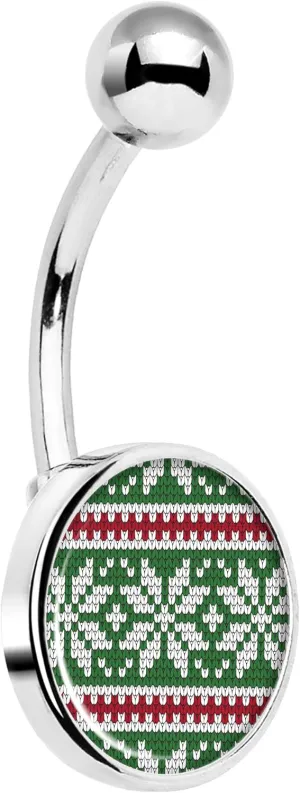 Body Candy Stainless Steel Green Red Christmas Sweater Belly Button Ring
