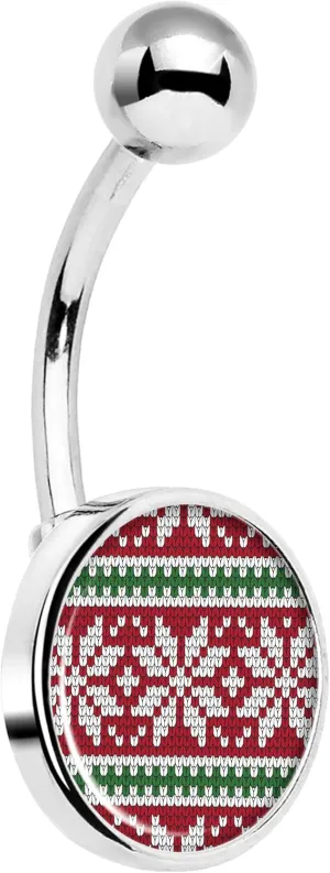 Body Candy Stainless Steel Red Green Christmas Sweater Belly Button Ring
