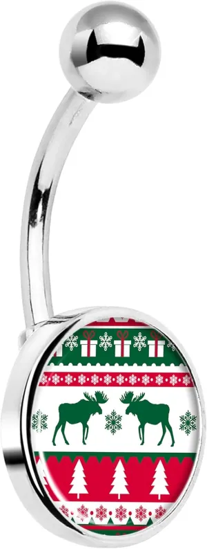 Body Candy Stainless Steel Ugly Christmas Sweater Belly Button Ring