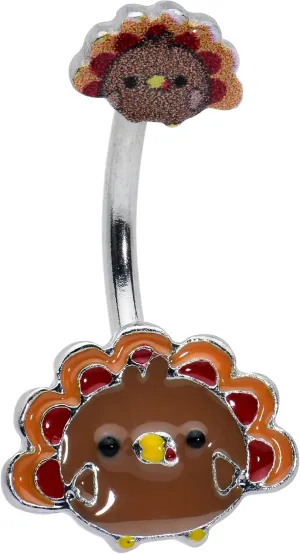 Body Candy Womens Steel Navel Ring Piercing Cute Colorful Turkey Thanksgiving Double Mount Belly Button Ring