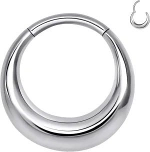 BodyAce ASTM F136 Titanium Septum Rings Hoop, 16G Gold Moon Segment Nose Rings Clicker Hoop, 8/10mm Hinged Cartilage Earrings for Daith, Rook, Tragus
