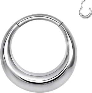 BodyAce ASTM F136 Titanium Septum Rings Hoop, 16G Gold Moon Segment Nose Rings Clicker Hoop, 8/10mm Hinged Cartilage Earrings for Daith, Rook, Tragus
