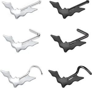 BodyAce Bat Septum Nose Ring Hoops, Surgical Steel Tragus Cartilage Earring Lip Studs, Belly Button Rings Conch Bar Industrial Earrings Labret Jewelry