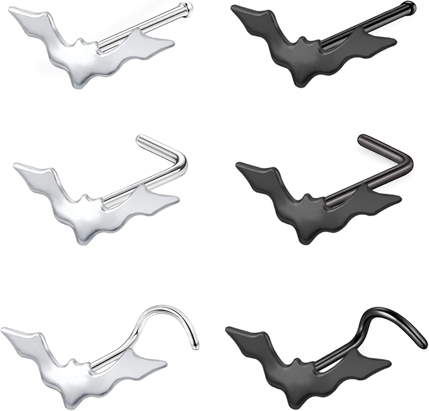 BodyAce Bat Septum Nose Ring Hoops, Surgical Steel Tragus Cartilage Earring Lip Studs, Belly Button Rings Conch Bar Industrial Earrings Labret Jewelry