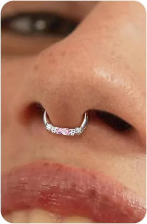 BodyBonita 16G Septum Rings Jewelry - Cubic Zirconia Luxe 316L Stainless Steel Hinged Nose Rings Hoops for Women Conch Piercing Jewelry Tragus Daith Helix Earring 14K Gold Plated/Silver 8 mm/10 mm