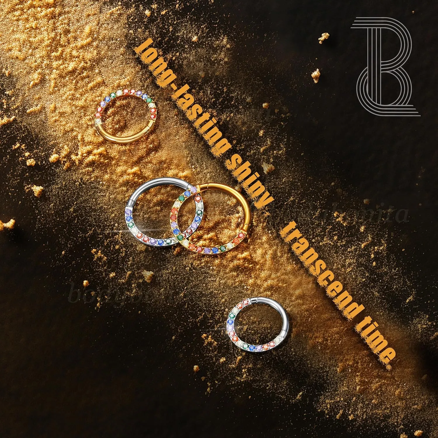 BodyBonita Hinged CZ Septum Rings - 316L Surgical Steel Nose Rings Hoops for Women 20G/18G/16G Cartilage Earrings Conch Piercing Jewelry Helix Rook Tragus Lobe Daith Snug Belly Button Ring 6mm-10mm