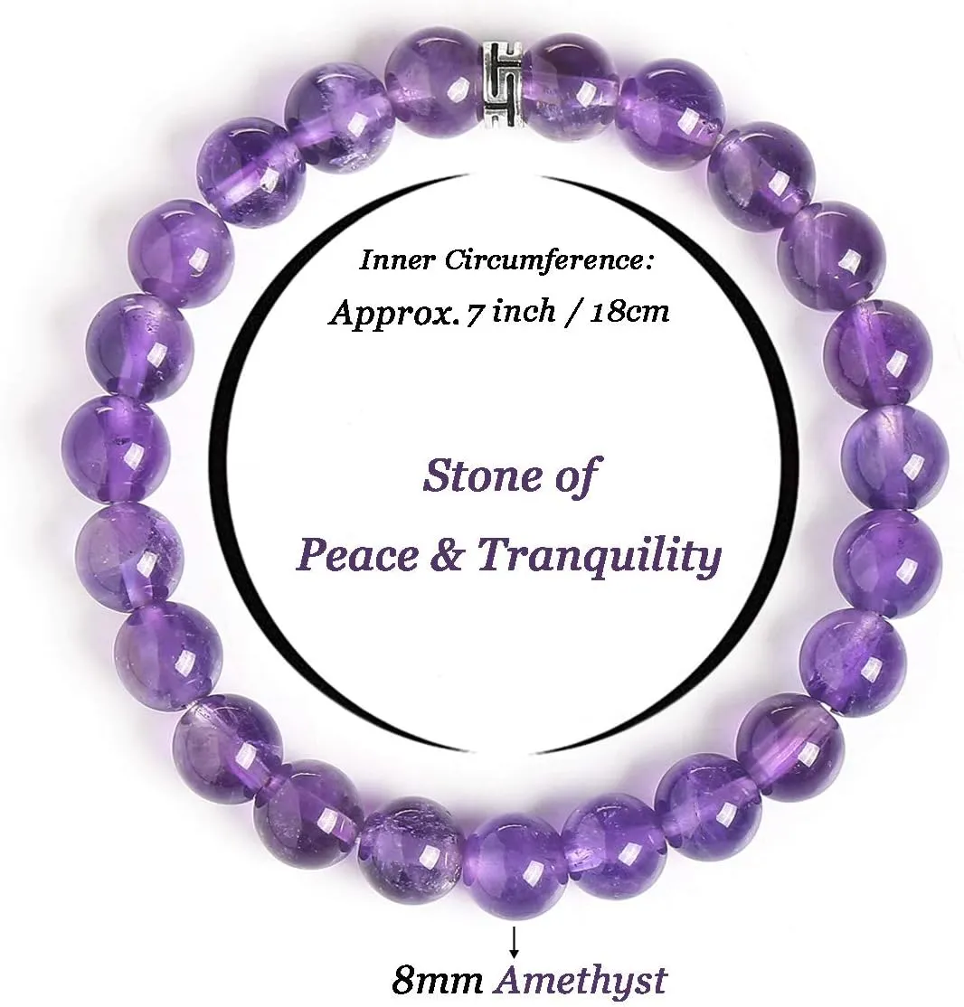 BONNY BOXX Natural Stretch Healing Gemstone Bracelet, 4/6/8mm Semi Precious Stone Bracelet for Men Women, Stress Relief Crystal Jewelry