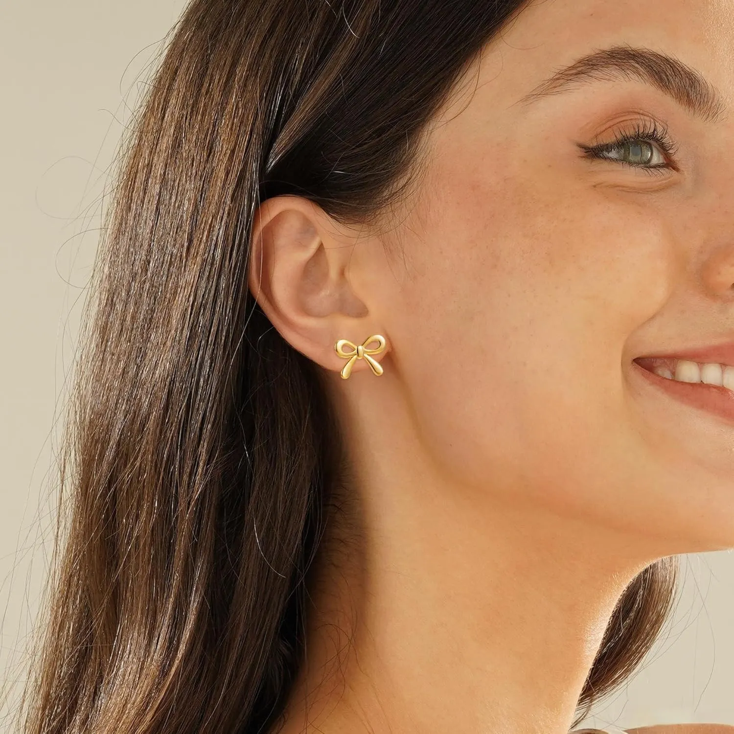 Bow Earrings for Women, 14K Gold Plated Gold Hoop Earrings Trendy Dainty Bow Pearl Earrings Gold Jewelry Hoop Earring for Women Gifts