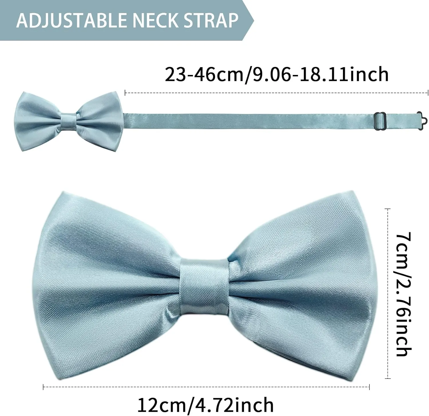 Bow Tie for Men, Boy Bow Tie and Pocket Square Cufflink Set for Graduation & Formal Tuxedo & Wedding Party Bowtie M-B-1T