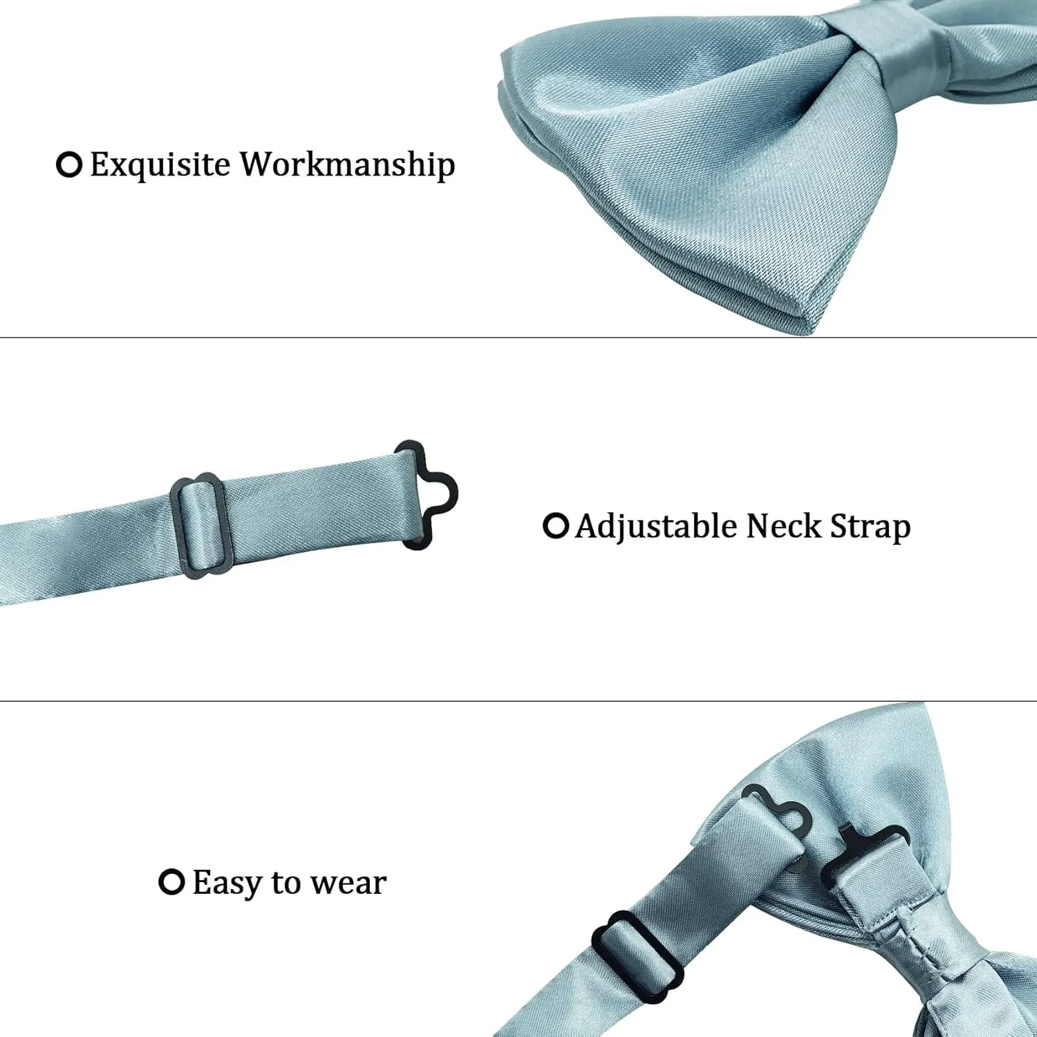 Bow Tie for Men, Boy Bow Tie and Pocket Square Cufflink Set for Graduation & Formal Tuxedo & Wedding Party Bowtie M-B-1T