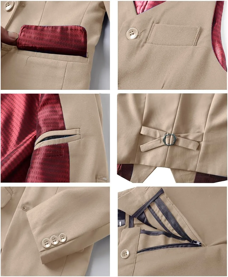 Boys Suit for Kids Tuxedo Suits for Wedding Formal Suit Set Toddler Boy Dress Outfit with Shirt and Tie