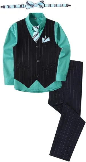 Boy's Suit Pinstripe Formal Dresswear Vest and Pants Set