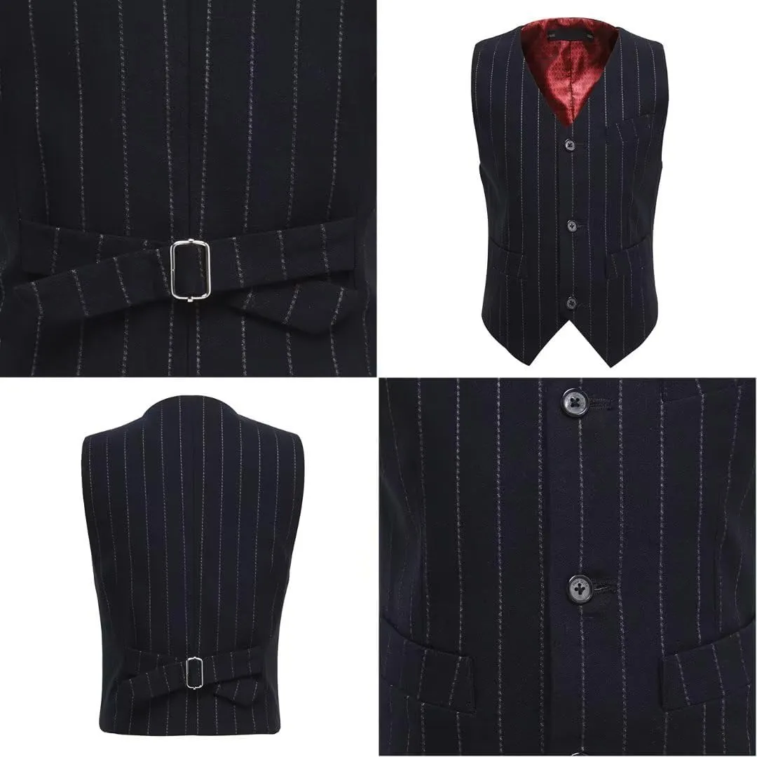 Boy's Suit Pinstripe Formal Dresswear Vest and Pants Set