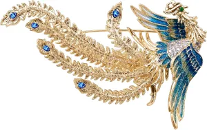 Brooches For Women,14k Gold Plated Copper,Cubic Zirconia Phoenix Enamel Brooch Pins For Women Cubic Zirconia Broach