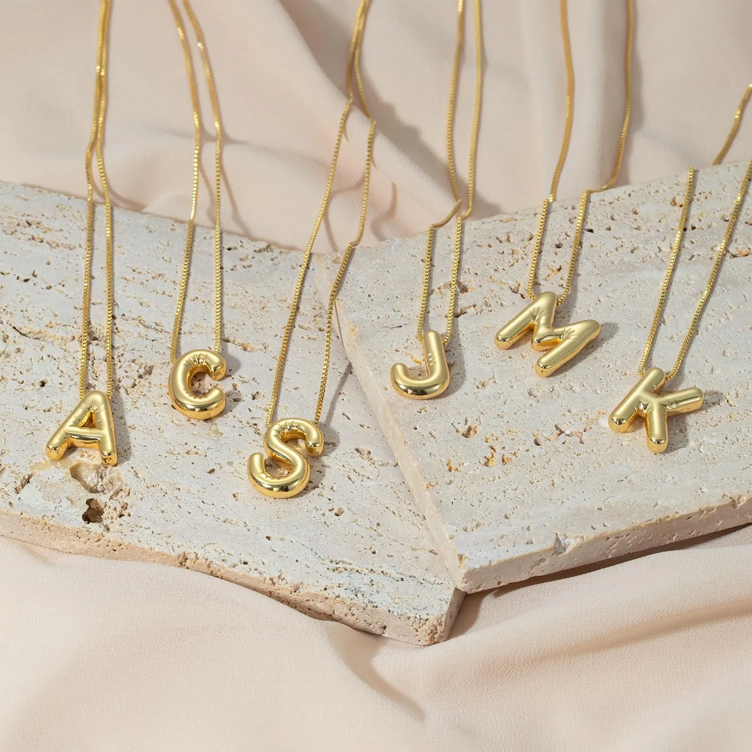 Bubble Letter Necklace Gold-14k Gold Filled Bubble Initial Necklace A-Z Alphabet Monogram Balloon Bubble Letter Dainty Necklace For Women 16.5" 2"