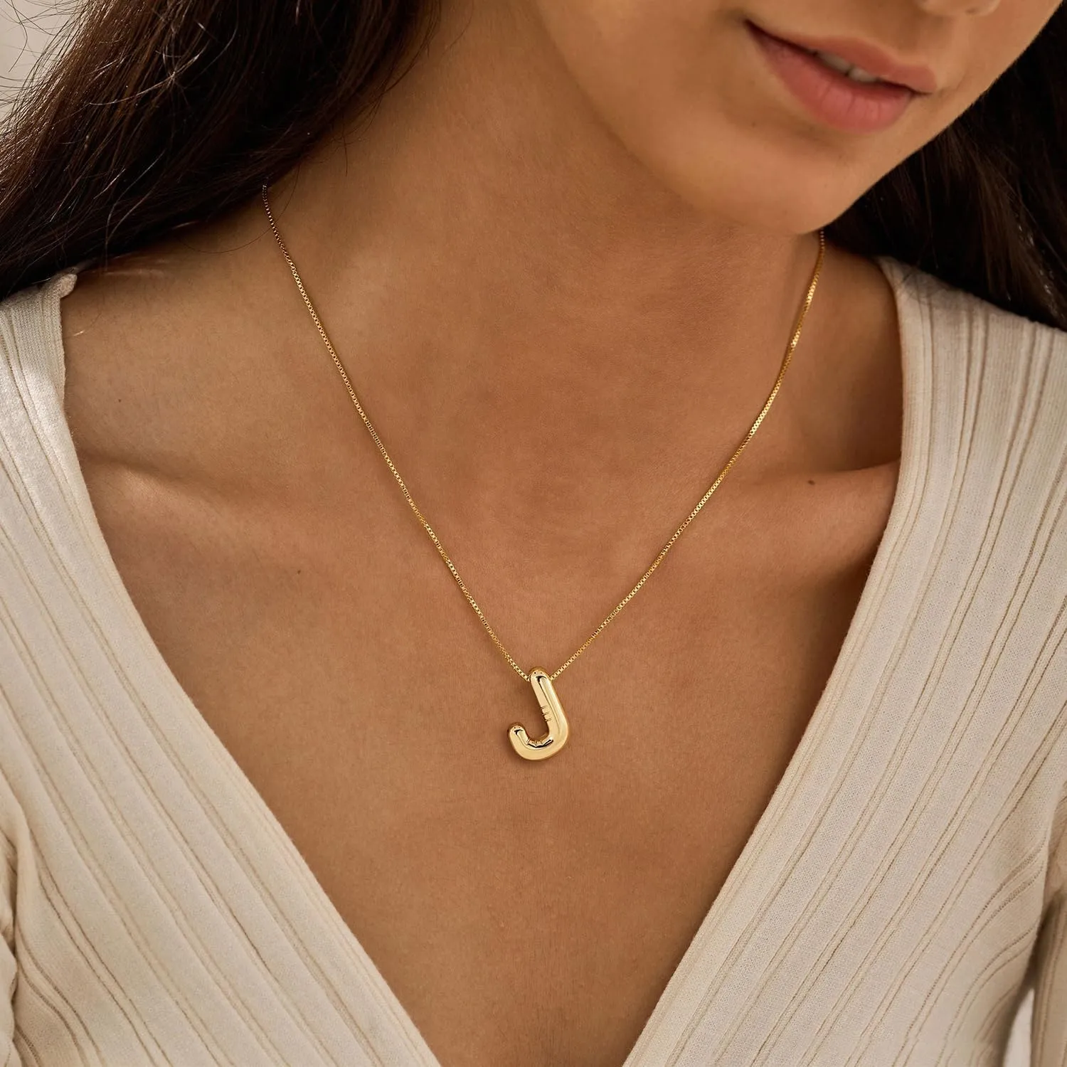 Bubble Letter Necklace Gold-14k Gold Filled Bubble Initial Necklace A-Z Alphabet Monogram Balloon Bubble Letter Dainty Necklace For Women 16.5" 2"