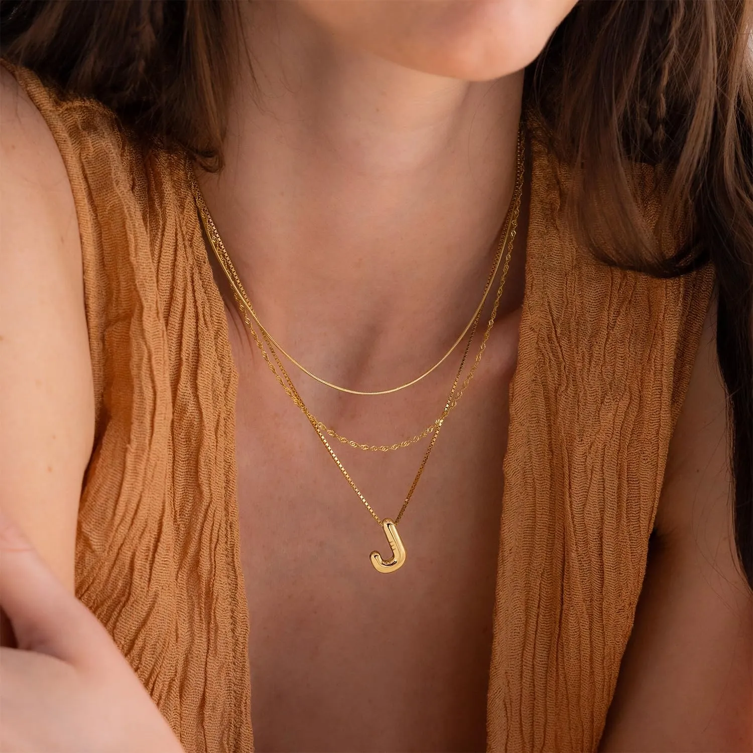 Bubble Letter Necklace Gold-14k Gold Filled Bubble Initial Necklace A-Z Alphabet Monogram Balloon Bubble Letter Dainty Necklace For Women 16.5" 2"