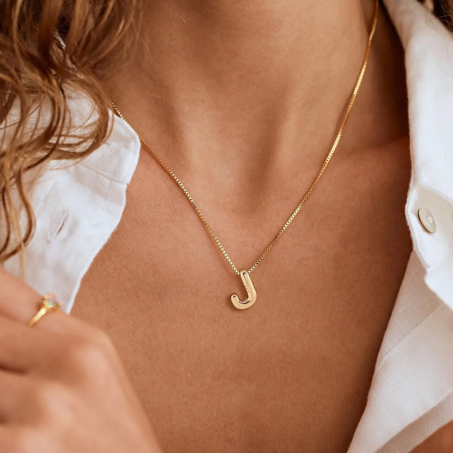 Bubble Letter Necklace Gold-14k Gold Filled Bubble Initial Necklace A-Z Alphabet Monogram Balloon Bubble Letter Dainty Necklace For Women 16.5" 2"