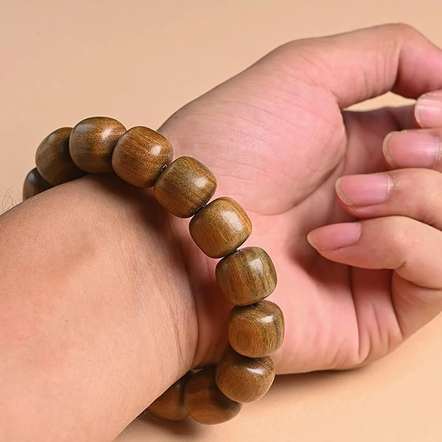 Buddha bracelets Bead Bracelet Tibetan Buddhist,Meditation Prayer Beads Bangle,Buddhist Bracelet Wood for Men,Mala Prayer Tibetan Link Cuff,Chinese Style Sandalwood Handmade Unisex Jewelry,Gifts