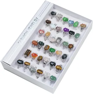 Bulk Wholesale Crystals Rings Stone Natural Mixed 36 Pieces Lot Anillo al por Mayor