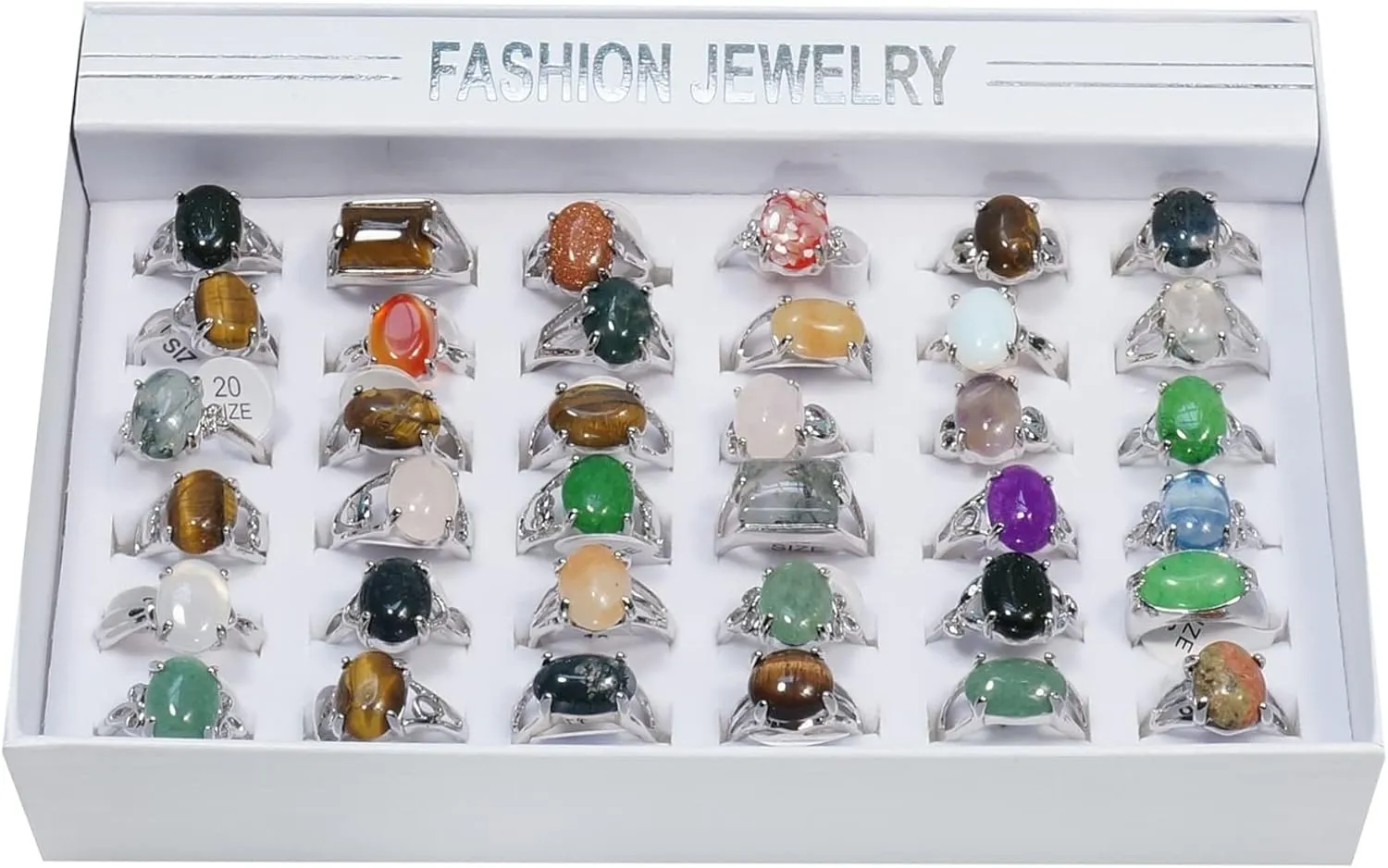 Bulk Wholesale Crystals Rings Stone Natural Mixed 36 Pieces Lot Anillo al por Mayor