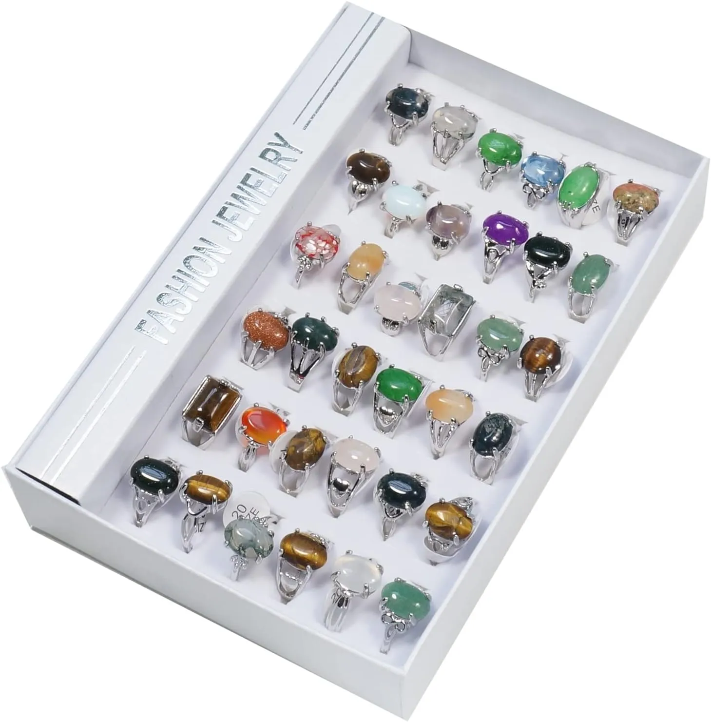 Bulk Wholesale Crystals Rings Stone Natural Mixed 36 Pieces Lot Anillo al por Mayor