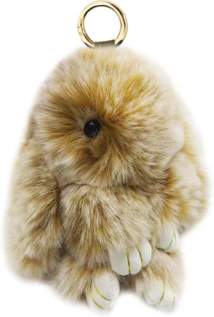 Bunny Keychain Soft Fluffy Rabbit Keychain 7in Handmade Cute Colorful Rabbit Fur Pom Pom Key Rings for Women