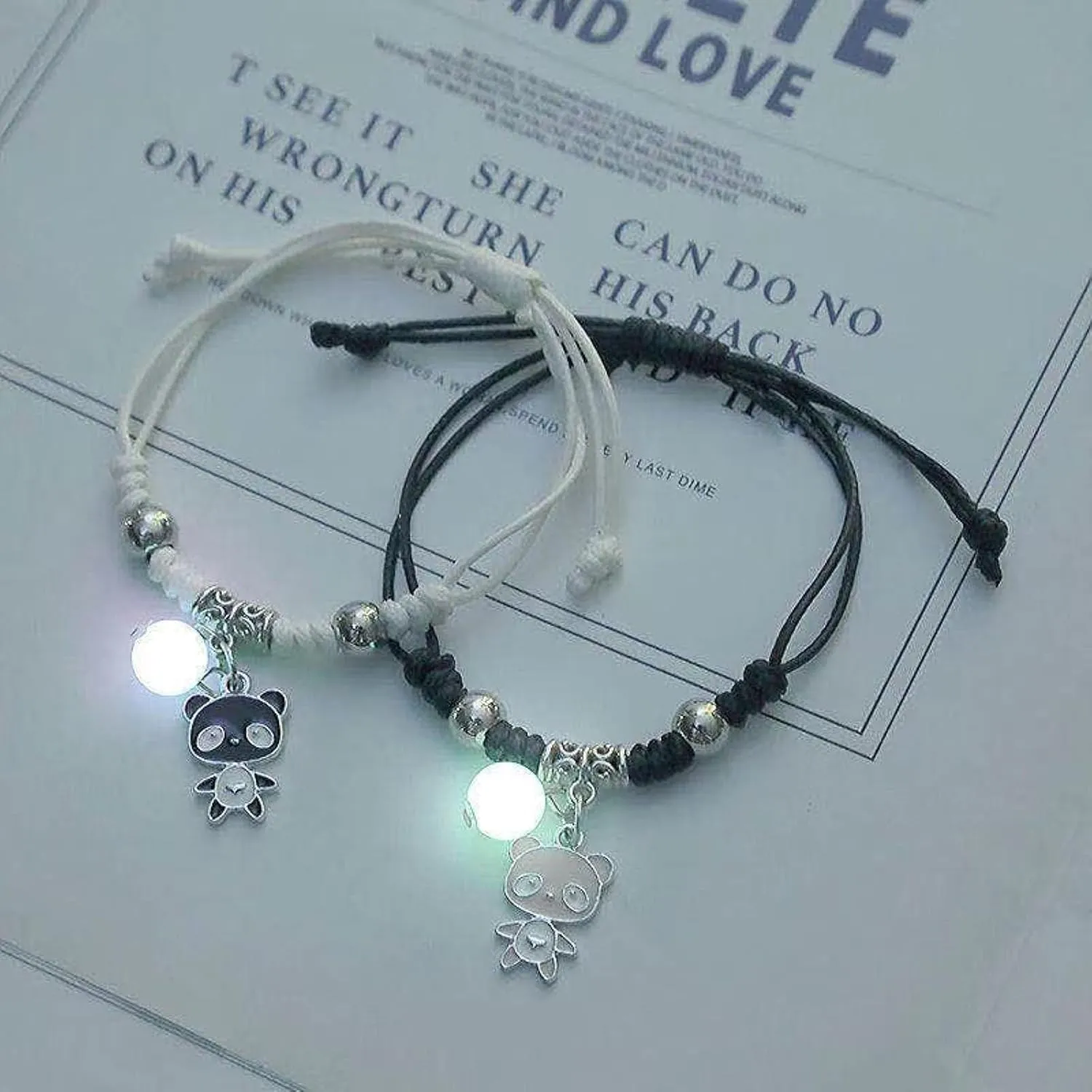 Butterfly Couple Bracelet for Lover Star Heart Pendant Adjustable Bracelet Glow in The Dark Fashion Friendship Love Jewelry Gift