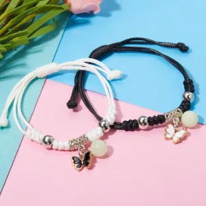 Butterfly Couple Bracelet for Lover Star Heart Pendant Adjustable Bracelet Glow in The Dark Fashion Friendship Love Jewelry Gift