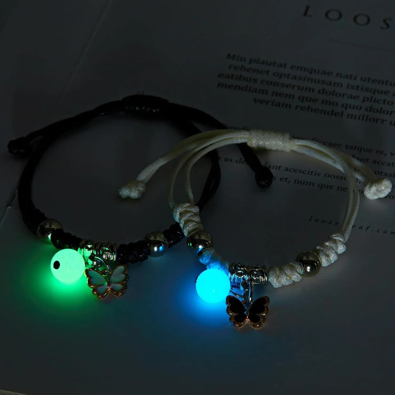 Butterfly Couple Bracelet for Lover Star Heart Pendant Adjustable Bracelet Glow in The Dark Fashion Friendship Love Jewelry Gift