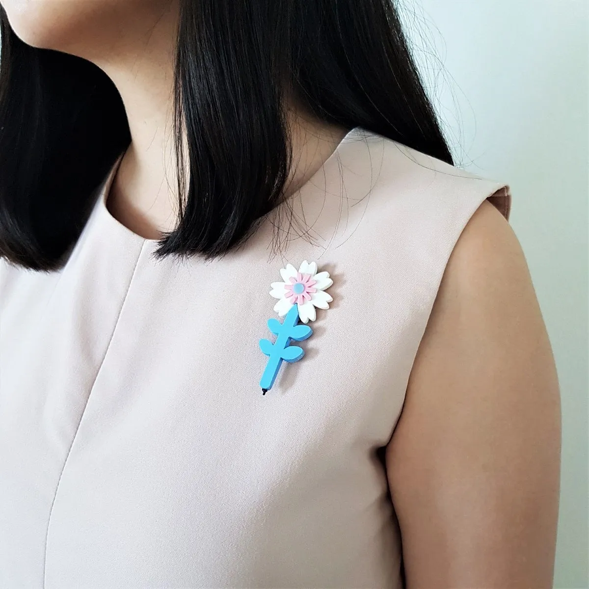Camelia White Flower Brooch
