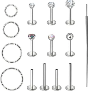 CANDYFANCY 20g 18g 16g Nose Rings for Women Men Threadless Stud Earrings Cz Opal Flat Back Stud Earrings Set Cartilage Earrings for Tragus/Helix/Lip- Push In Nose Studs With Taper Piercing 6/8/10mm