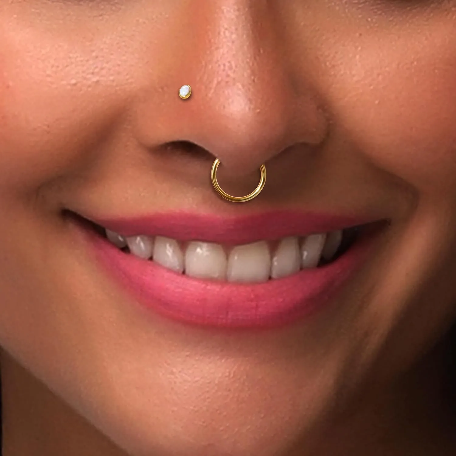 CANDYFANCY 20g 18g 16g Nose Rings for Women Men Threadless Stud Earrings Cz Opal Flat Back Stud Earrings Set Cartilage Earrings for Tragus/Helix/Lip- Push In Nose Studs With Taper Piercing 6/8/10mm
