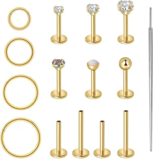 CANDYFANCY 20g 18g 16g Nose Rings for Women Men Threadless Stud Earrings Cz Opal Flat Back Stud Earrings Set Cartilage Earrings for Tragus/Helix/Lip- Push In Nose Studs With Taper Piercing 6/8/10mm