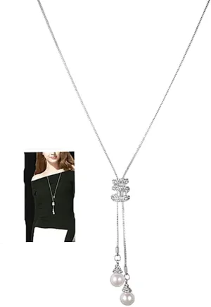 Cathercing Spiral Pearl Pendant Long Necklace for Women Sweater Chain Statement Necklace Choker Adjustable Elegant Jewelry Crystal Accessories Dressy Collocation Winter Evening Party Wedding