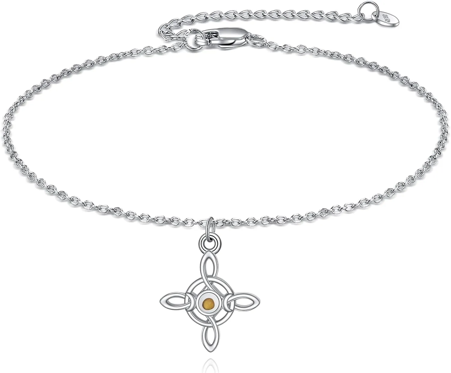 Celtic Knot Bracelet Sterling Silver Mustard Seed/Moonstone/Birthstone Link Anklet/Bracelet Celtic Knot Christian Faith Jewelry Gifts for Women
