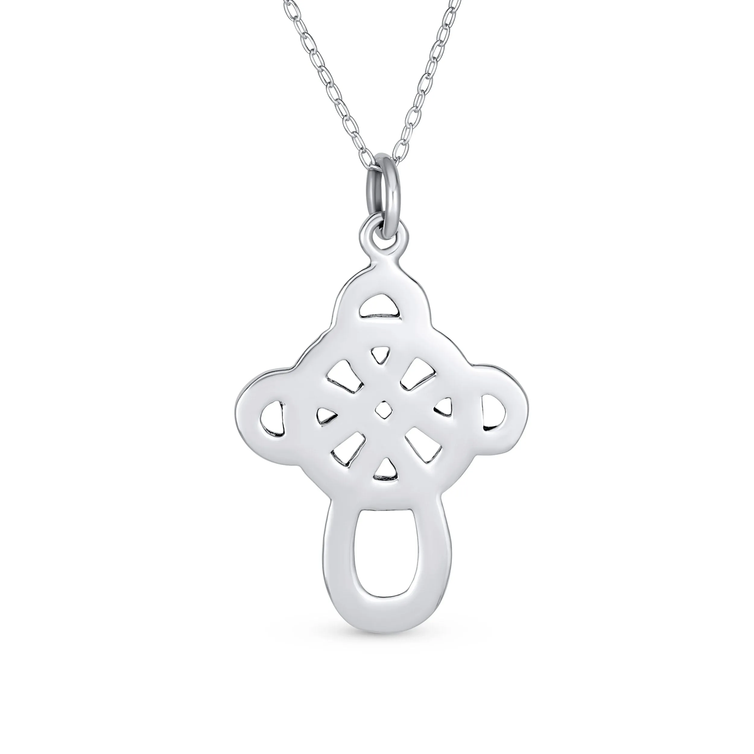 Celtic Twisted Religious Cross Pendant .925 Sterling Silver Necklace