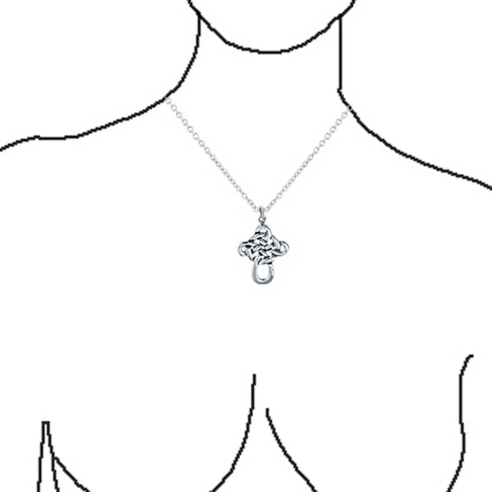 Celtic Twisted Religious Cross Pendant .925 Sterling Silver Necklace