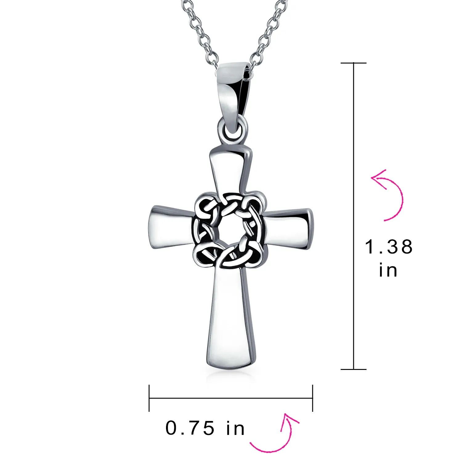 Celtic Twisted Religious Cross Pendant .925 Sterling Silver Necklace