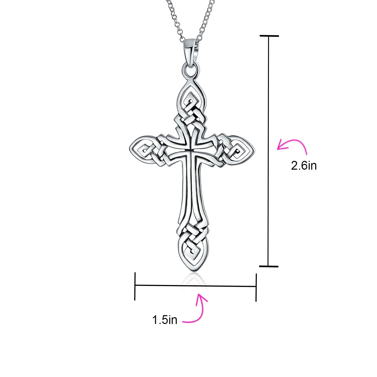 Celtic Twisted Religious Cross Pendant .925 Sterling Silver Necklace