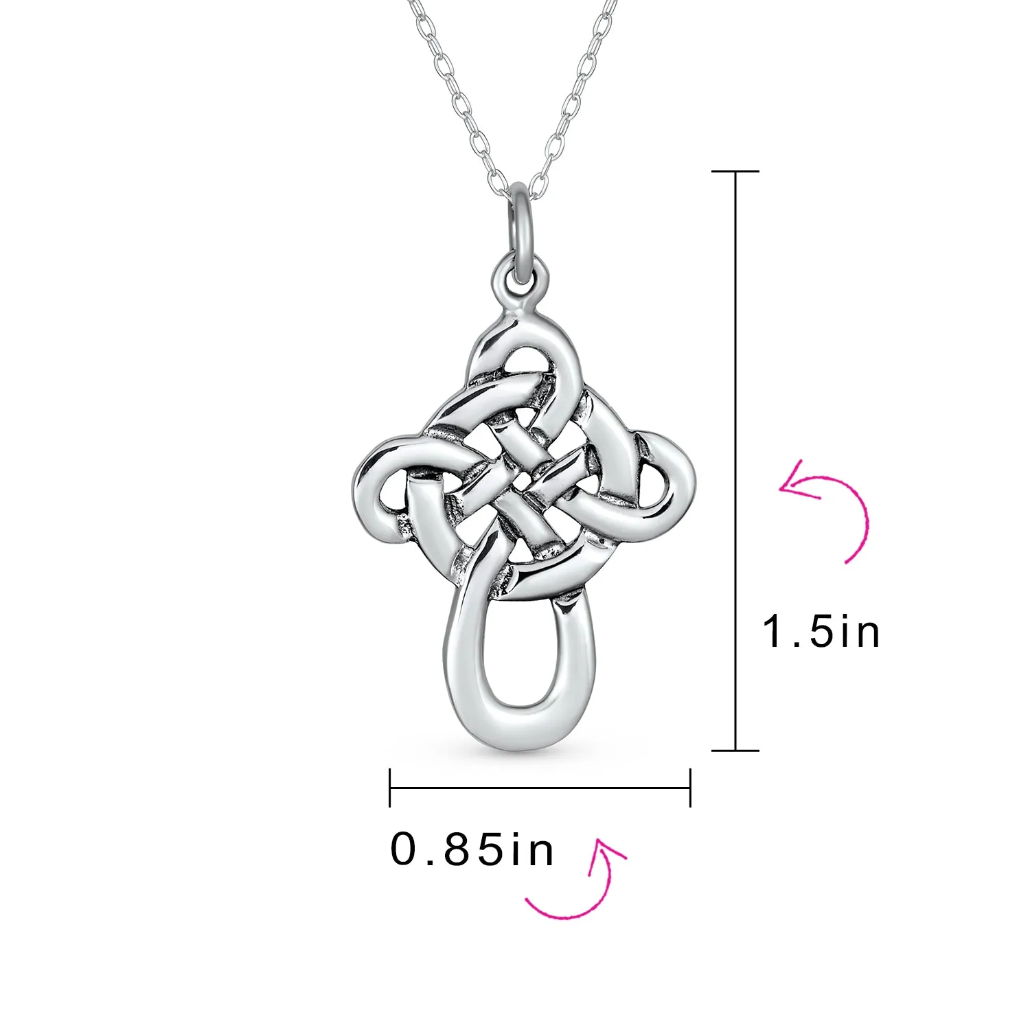 Celtic Twisted Religious Cross Pendant .925 Sterling Silver Necklace