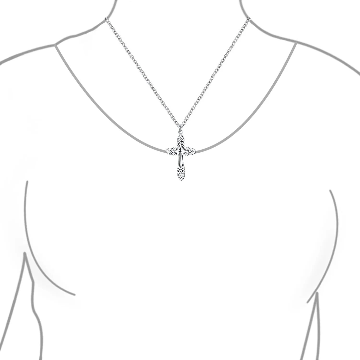 Celtic Twisted Religious Cross Pendant .925 Sterling Silver Necklace