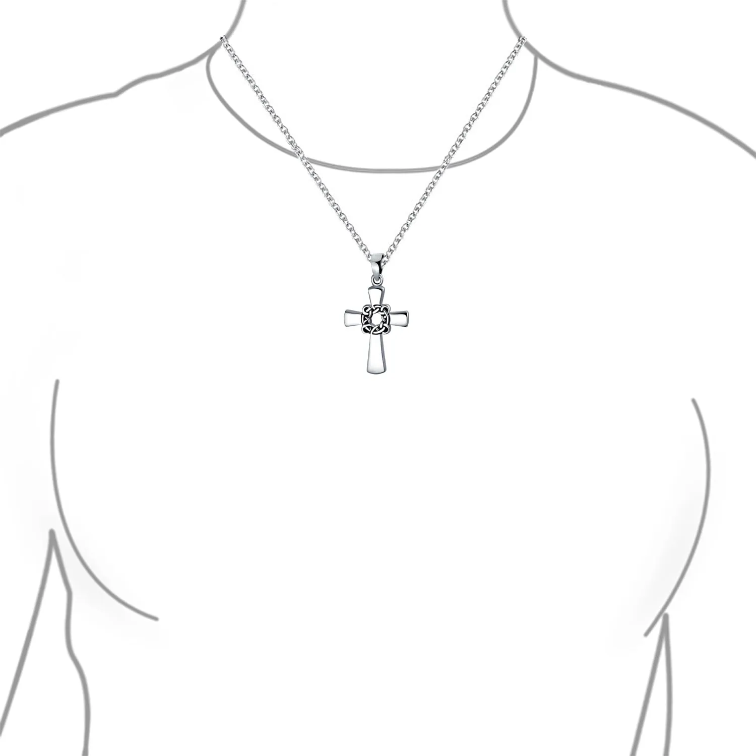 Celtic Twisted Religious Cross Pendant .925 Sterling Silver Necklace