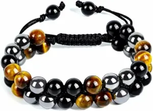 Chakra Protection Bracelets for Positive Energy, Luck & Prosperity - Adjustable Stretch Buddhist Beads Bracelet with Black Onyx & Tiger Eye for Women Men - Spiritual Healing Jewelry Gift
