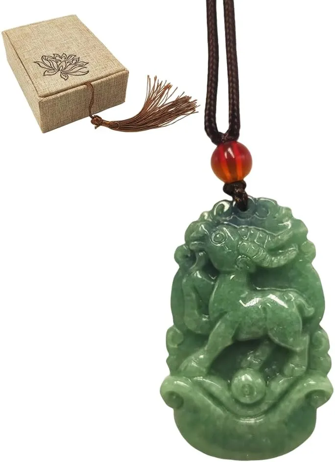 Chinese Zodiac Jadeite Necklace, Fine Jadeite Grade A Gemstone Twelve Zodiac Signs Made by Zodiac Animals Necklace Pendant Amulet