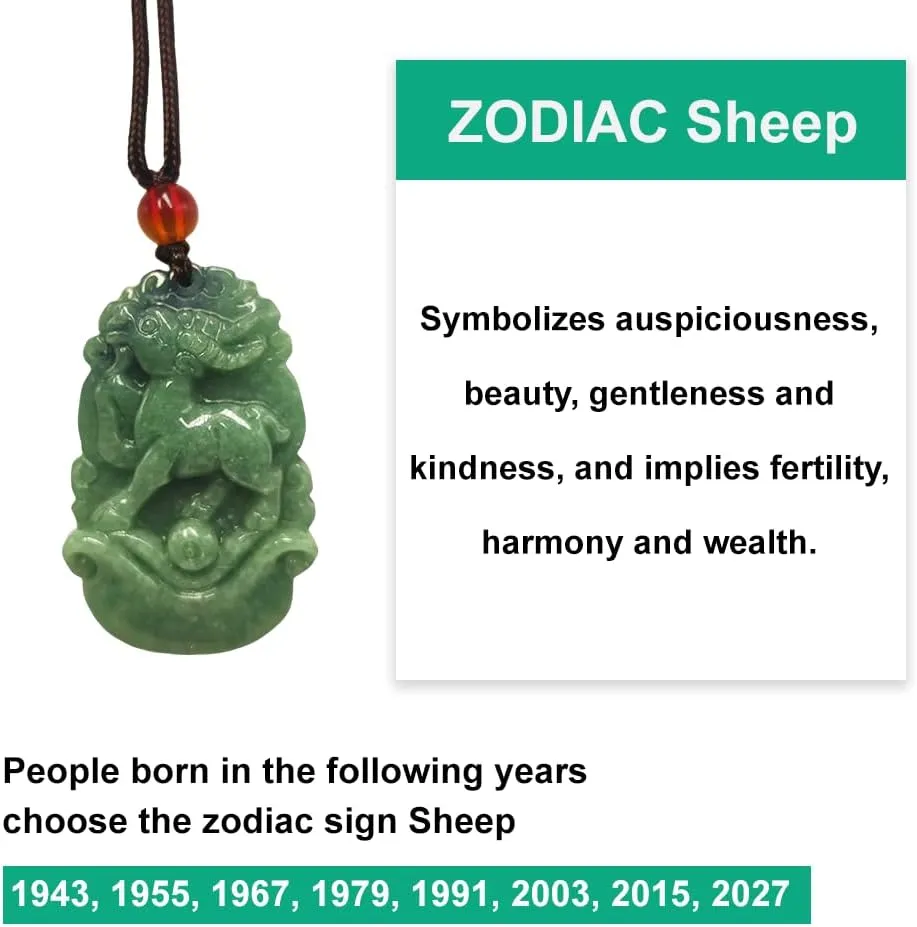 Chinese Zodiac Jadeite Necklace, Fine Jadeite Grade A Gemstone Twelve Zodiac Signs Made by Zodiac Animals Necklace Pendant Amulet
